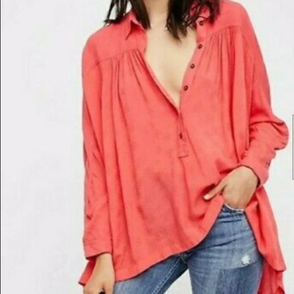 Free People Lovely Day Button Down Oversized Tunic